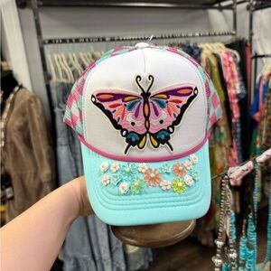 Colorful Butterfly and Floral Trucker Hat